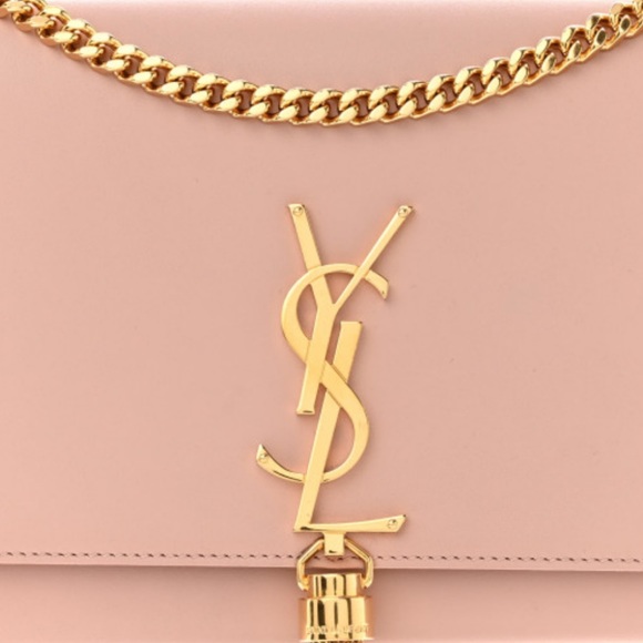💯🥰SAINT LAURENT Grain De Poudre Medium Classic Kate Tassel Satchel Pale Blush - Picture 16 of 17